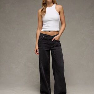 American Eagle Outfitters Charcoal Wide-Leg Jeans